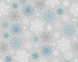 Snow Day FLANNEL - Snowflakes Grey from Lewis and Irene Fabric