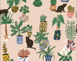 Sanctuary - Green Fingers Cats Plants from Cloud9 Fabrics