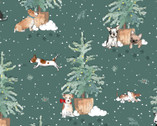 Man’s Best Friend - Among Snow Trees Dogs from Craft Cotton Company Fabric