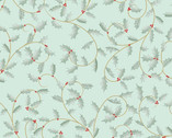 Scandi Holly Metallic - Holly Jolly Vines Aqua Mint from Craft Cotton Company Fabric