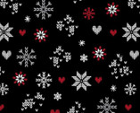 Knit and Caboodle - Snowflake Love Black from Benartex Fabrics