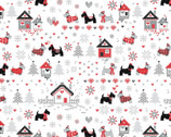 Knit and Caboodle - Snow In Love Dogs Homes White from Benartex Fabrics