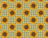 Harvest Farm - Sunflower Check Green from Benartex Fabrics