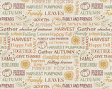 Harvest Farm - Rustic Autumn Sentiment Words Natural from Benartex Fabrics