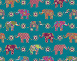 Return to Hope - Elephant Wonder Teal Metallic from Benartex Fabrics