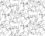 Cosmo Cats - Outline Cats White Black from Benartex Fabrics