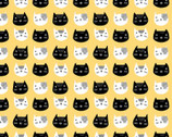 Cosmo Cats - Cat Heads Yellow from Benartex Fabrics