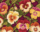 Flower Festival - Violets Burgundy from Benartex Fabrics