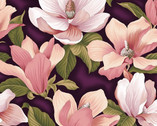 Flower Festival - Magnolias Aubergine Purple from Benartex Fabrics