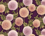 Flower Festival - Globe Thistles Aubergine Purple from Benartex Fabrics