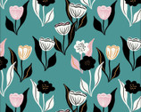 Comforts of Home - Happy Flora Teal Green from Cloud9 Fabrics