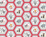 Hay Day - Hexagon Patchwork Animals Red from Henry Glass Fabric