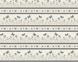 Butterflies and Blooms - Butterflies Blooms Stripe Cream from Henry Glass Fabric