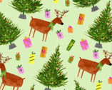 Swell Noel - Dashing Reindeer Green from Freckle and Lollie Fabric