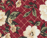 Bri’s Home Collection - Large Flowers Cream on Red from Choice Fabrics