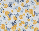 Romantic Garden - Floral Butterfly Moth Lt Blue from Choice Fabrics