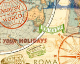 World Travel Destinations Maps from Fabric Traditions Fabric