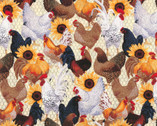 Chickens Sunflowers from Fabric Traditions Fabric