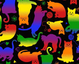 Rainbow Cats Black from Fabric Traditions Fabric