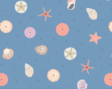 Small Things Coastal - Seashells Blue from Lewis and Irene Fabric