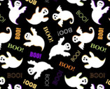 Halloween Prints - Ghost Boo Black from David Textiles Fabrics