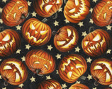 Harvest and Halloween - Painterly Jacks Black from Four Seasons Fabric