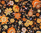 Sew de Vine - Flowers Orange on Black from Choice Fabrics