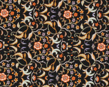 Sew de Vine - Vine Flowers Orange on Black from Choice Fabrics