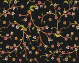 Sew de Vine - Viney Floral Pink on Black from Choice Fabrics