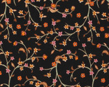 Sew de Vine - Viney Floral Orange on Black from Choice Fabrics