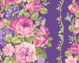 Lillian's Garden - Perfect Rose Stripe Purple from Freckle and Lollie Fabric