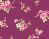 Lillian's Garden - Wild Rose Bouquet Burgundy from Freckle and Lollie Fabric