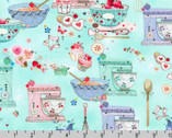 Blossom Bake Shop - Baking Mixers Items Breeze Aqua by Lynn Horrabin from Robert Kaufman Fabrics