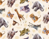 Who Nose and Toes - Baby Animals Beige from Elizabeth’s Studio Fabric