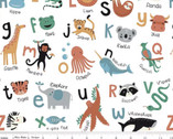 Alphabet Zoo FLANNEL White from Riley Blake Fabric