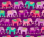 Jaipur - Elephants Purple from Andover Fabrics