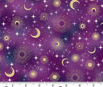 Luna - Constellation Moon Star Purple from Makower UK  Fabric