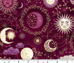 Luna - Cosmo Moon Suns Red from Makower UK  Fabric