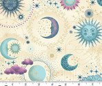 Luna - Cosmo Moon Suns Cream from Makower UK  Fabric