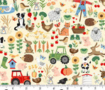 Fun On The Farm - Friends Cream from Makower UK  Fabric