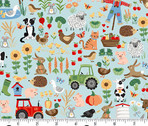 Fun On The Farm - Friends Blue from Makower UK  Fabric