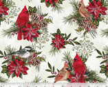 Holiday Gatherings - Winter Songbirds Ivory by Jean Plout from Windham Fabrics