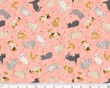 Cats In The Garden - Flowerbed Purrs Petal Pink from Windham Fabrics