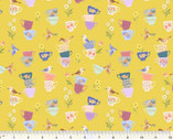 Cats In The Garden - Tea Time Birdies Yellow from Windham Fabrics