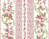 Ruru Bouquet Un Cadeau Mignon - Floral Stripe Pink from Quilt Gate Fabric