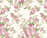 Ruru Bouquet Un Cadeau Mignon - Floral Tendril Ivory White from Quilt Gate Fabric