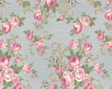 Ruru Bouquet Un Cadeau Mignon - Floral Tendril Dusty Blue Grey from Quilt Gate Fabric