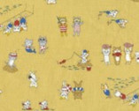 Funny Cats Vacation Yellow from Kokka Fabric