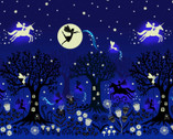 Glow Fairies GLOW In DARK - Fairy Glow Double Border Dk Blue Night from Lewis and Irene Fabric