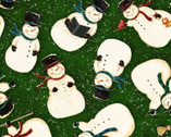 Snovalley - Tossed Snowmen Forrest Green from Clothworks Fabric